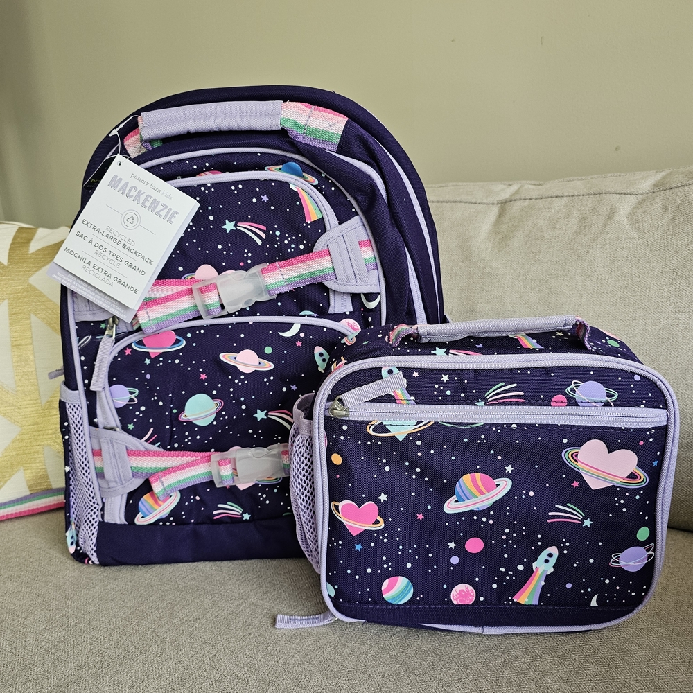 Pottery Barn Rainbow Heart Galaxy Glow-in-the-dark, Mackenzie Backpack &Lunchbox
